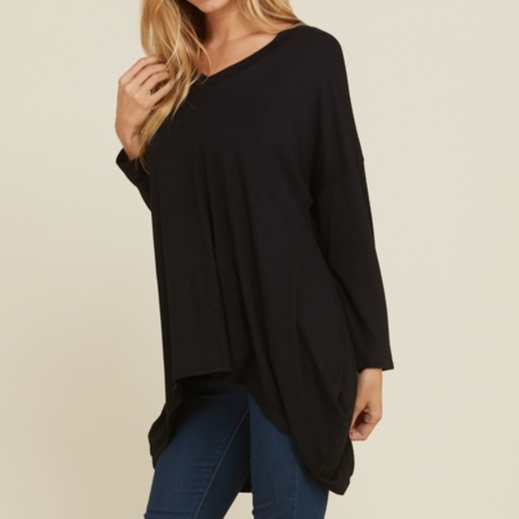 Tops - "Ann" Oversize Tunic - Black